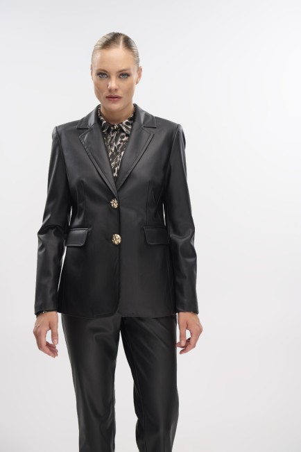 Leatherette jacket with lapel