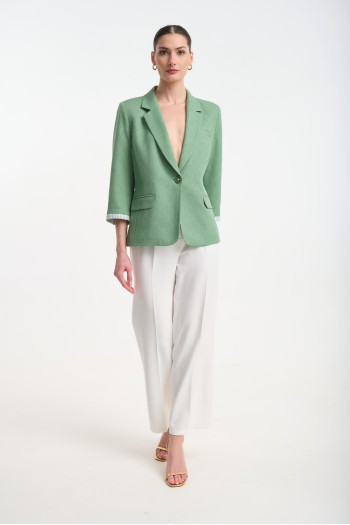 Linen blazer with 3/4 sleeve