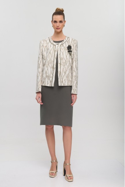 Set with brocade jacket and crepe dress