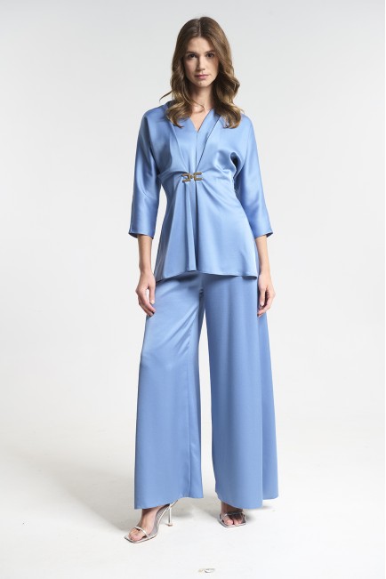 Σετ σατεν παντελόνι με μπλούζα