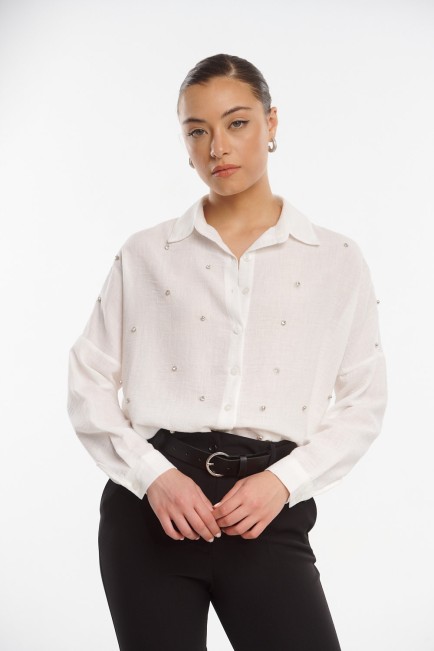 Πουκάμισο oversized με στρας