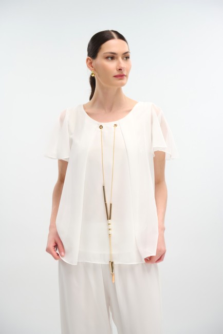 Μπλούζα μουσελίνα με διακοσμητική αλυσίδα