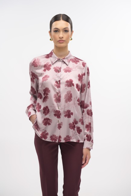 Πουκάμισο floral με σατέν υφή