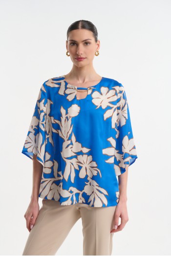 Patterned blouse with 3/4 sleeve