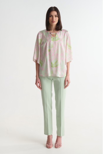 Patterned blouse with 3/4 sleeve