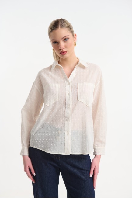 Long-Sleeve Shirt with Gold Thread