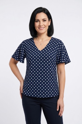 Polka dot viscose blouse