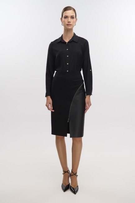 Leatherette skirt with zipper