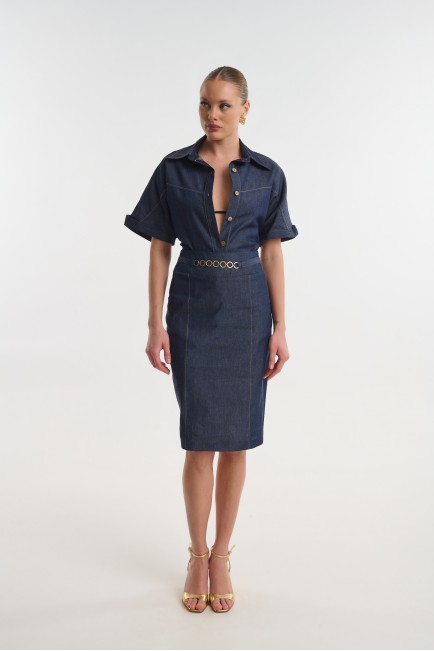 Ψηλόμεση τζιν φούστα