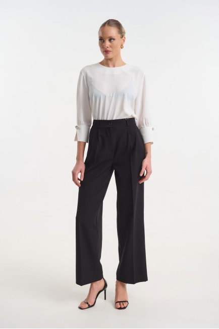 High-waisted elastic waist wide-leg pants