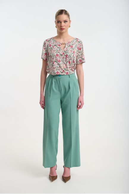 High-waisted elastic waist wide-leg pants