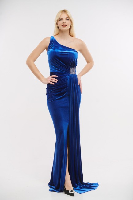 One shoulder velvet dress