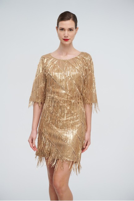 Backless dress with fringe