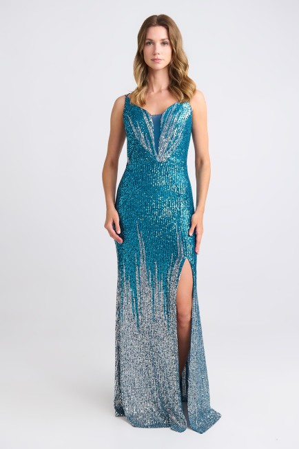 Long dress with sequins and opening