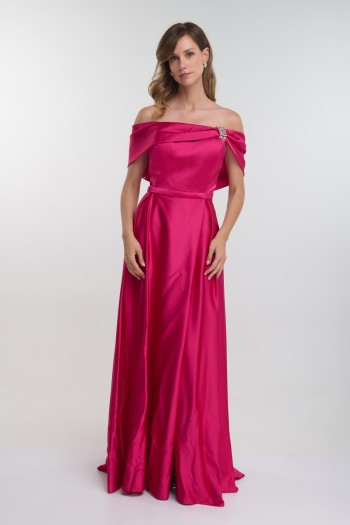 Off shoulder φόρεμα σατέν