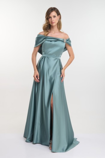 Off shoulder φόρεμα σατέν