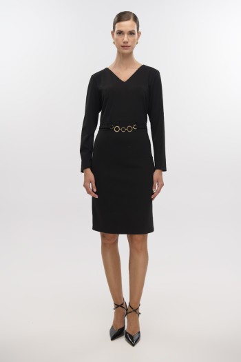 Μίντι φόρεμα με διακοσμητική αλυσίδα