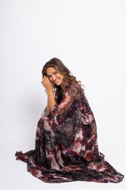 Wrap dress with gold details