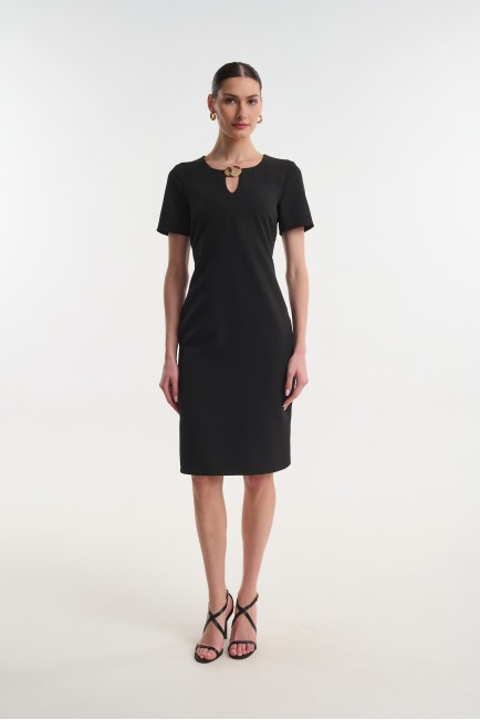 Midi dress with metallic detail