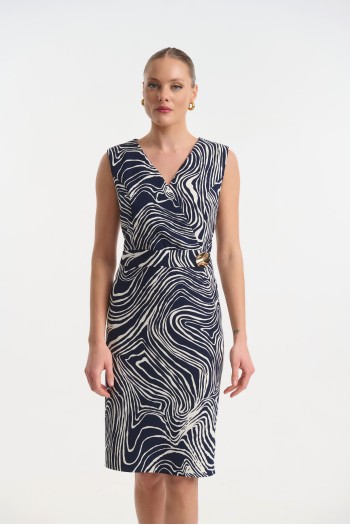 Midi wrap dress with gold detail