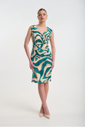 Midi wrap dress with gold detail