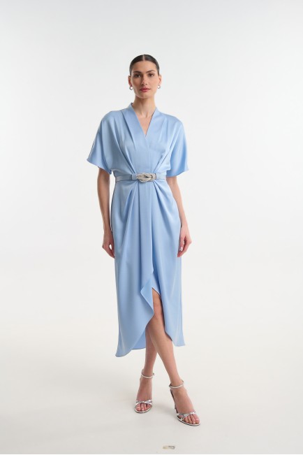 Σατέν φόρεμα με ζωνάκι