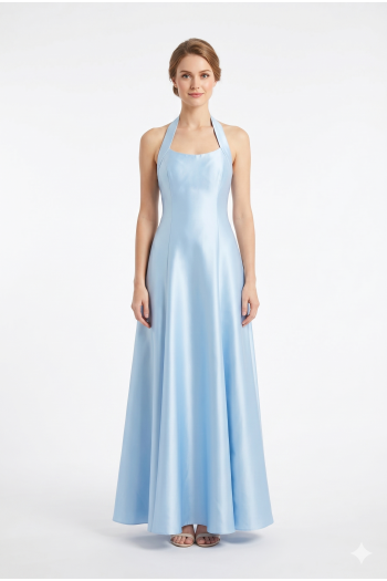 Σατεν φόρεμα με halter neck