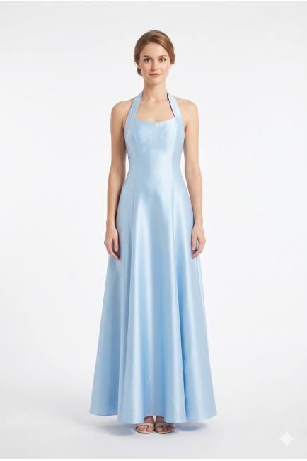 Σατεν φόρεμα με halter neck