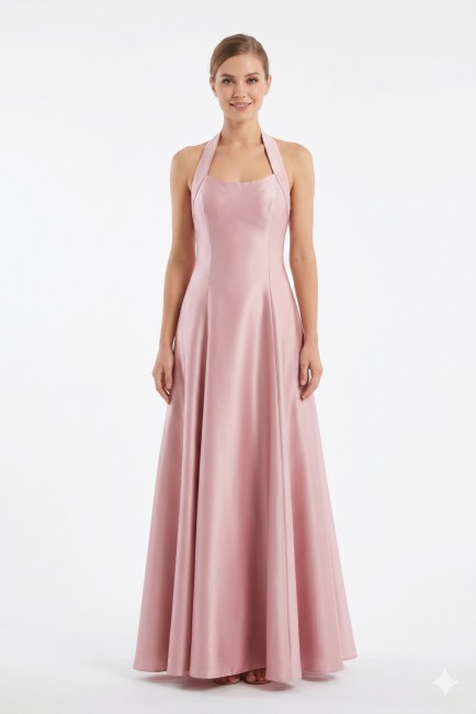 Σατεν φόρεμα με halter neck