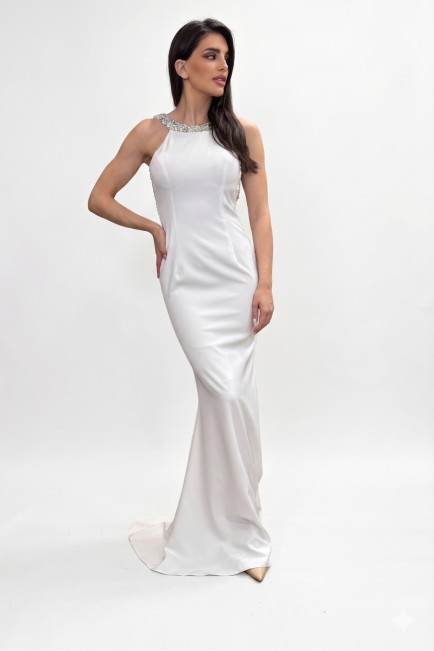 Μάξι φόρεμα με halter neck και ανοιχτή πλάτη
