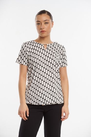 Ελαστική μπλούζα με γεωμετρικά σχέδια