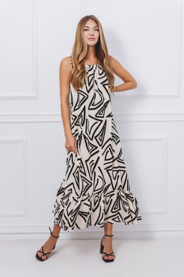Βαμβακερό φόρεμα με γεωμετρικά σχέδια
