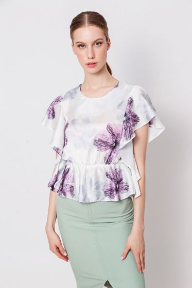 Σατεν floral μπλούζα