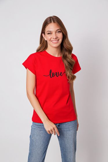 Κοντομάνικη μπλούζα με τύπωμα “love”