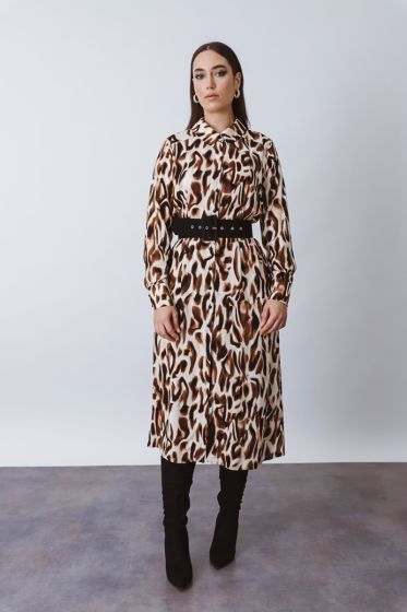 Μακρύ σεμιζιέ φόρεμα animal print