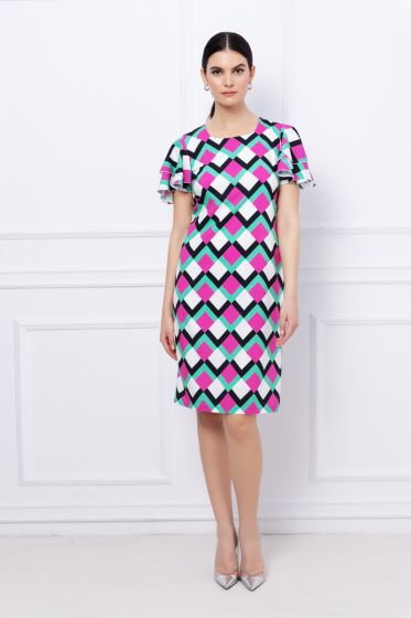 Κρεπ φόρεμα με γεωμετρικά σχήματα