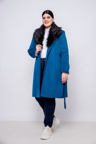 Μακρύ παλτό με ζώνη και αγκράφα